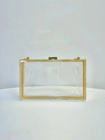 2025 New Clear Acrylic Small Flap Shaped Bags Women Trendy Chain Shoulder Crossbody Bags Women's Niche Design Novelty Purse