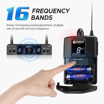 Debra UHF ER-480 Professional Wireless In-Ear Monitor System 50M Range Transmission 16 Frequency Adjustment for Church Stage