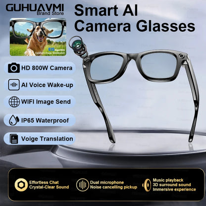 2025 Smart Glasses Women Wireless Bluetooth Call Sunglasses 800W Pixel Dual Camera Voice Assistant Intelligent Translation Glass