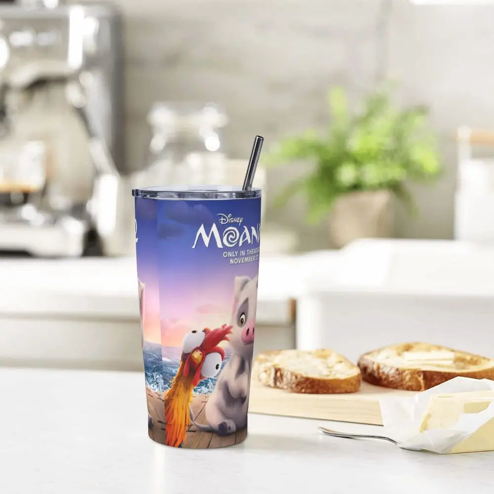Moana and Pua Cartoon Movie Insulated Tumbler with Straws Stainless Steel Coffee Mugs Double Wall Car Bottle Cups 20oz