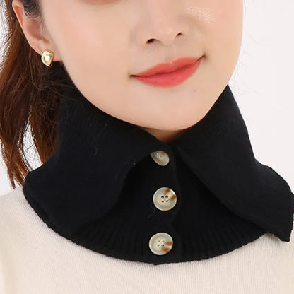 Winter Collar Scarf Windproof Warm Women Elegant Turtleneck Button Neck Cover Thermal Knitted Cold-proof Neck Guard Wrap