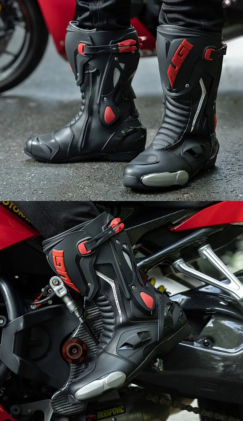 Green Motorcycle Boots Waterproof Motorcycle Boots Impact Resistant Botas De Seguridad Hombre Non-slip Botas De Moto Lightweight