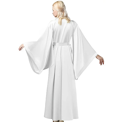 Modern Silk Nightdress Women Bridal Belt Night Dresses Sexy Gloss Wide Sleeve Sleepwear Nightwear Sand Boudoir Dress Plus Size