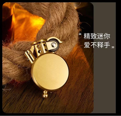 New Retro Round Kero sene Lighter Creative Metal Windproof Flame Lighter Gold and Silver Oil Lighter Smoking Accessories Tool