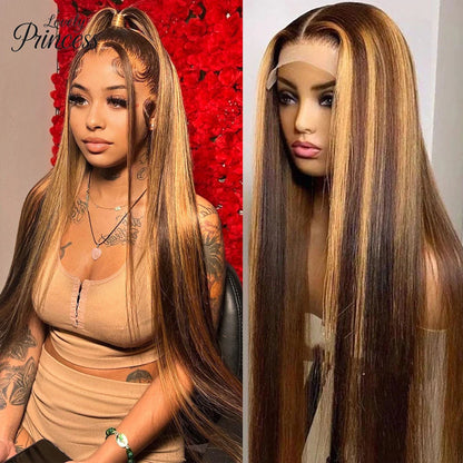 Honey Blonde 4/27 Highlight Wig 13x6 HD Lace Frontal Natural Hairline Pre-Plucked 13x4 Bone Straight Colored Lace Front Wigs