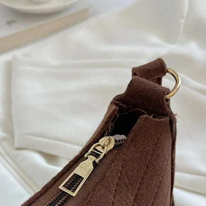 Mini Women Shoulder Bags Fashion Felt Women's Bag Design Advanced Underarm Handbags Mini Saddle Bag