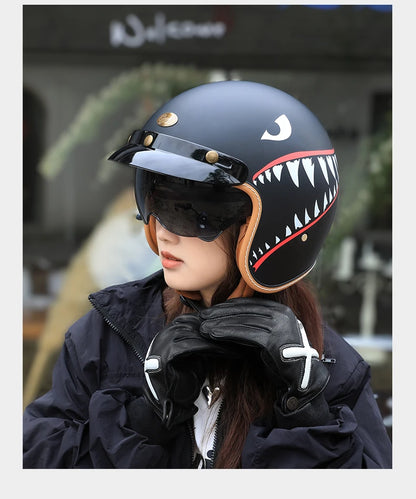 Retro 3/4 Open Face Half Motorcycle Helmet CYRIL B206 Lightweight Adult Vantage Jet Helmet for Men Women DOT ECE Approved