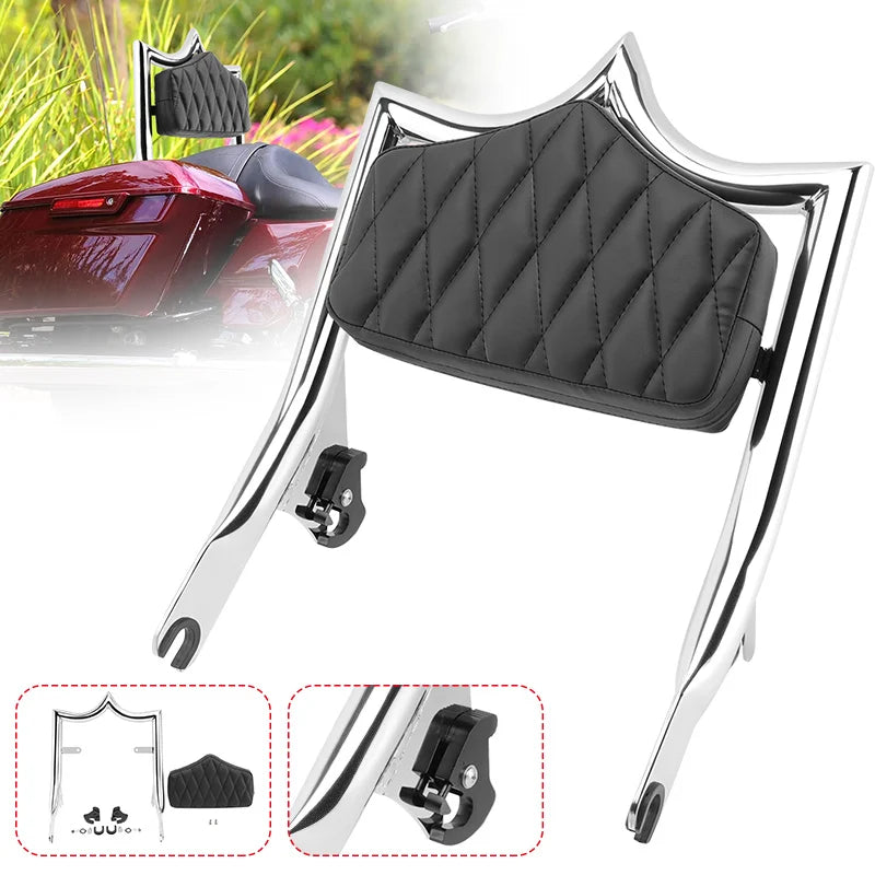 Chrome Motorcycle Passenger Backrest Detachable Sissy Bar Fit For Harley Touring Street Glide Road Glide Road King 2009-Later