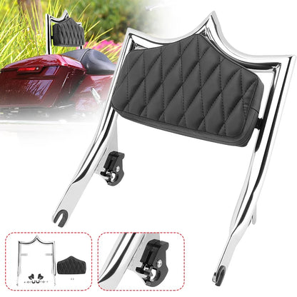 Chrome Motorcycle Passenger Backrest Detachable Sissy Bar Fit For Harley Touring Street Glide Road Glide Road King 2009-Later