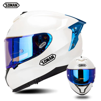 SOMAN ECE Motorcycle Helmet Adjustable Double Lenses Full Face Helmet Motocross Head Protection Anti-Fall Biker Motorbike Helmet