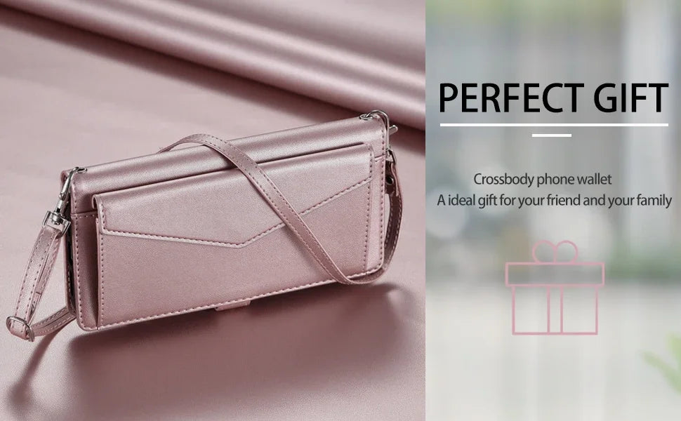 Crossbody Leather Wallet Case For iPhone17 16 Pro Air 16E 15 14 13 12 11 Pro Max XS XR SE 8 7 Card Solt Pocket Shoulder Cover