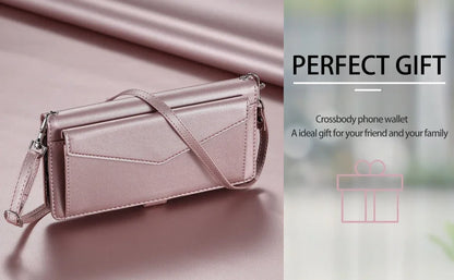 Crossbody Leather Wallet Case For iPhone17 16 Pro Air 16E 15 14 13 12 11 Pro Max XS XR SE 8 7 Card Solt Pocket Shoulder Cover