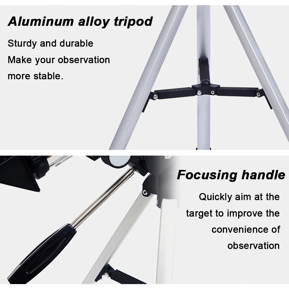 150X Astronomical Telescope , 70mm Aperture Refractor Portable Travel Telescope with Phone Adapter &Wireless Remote