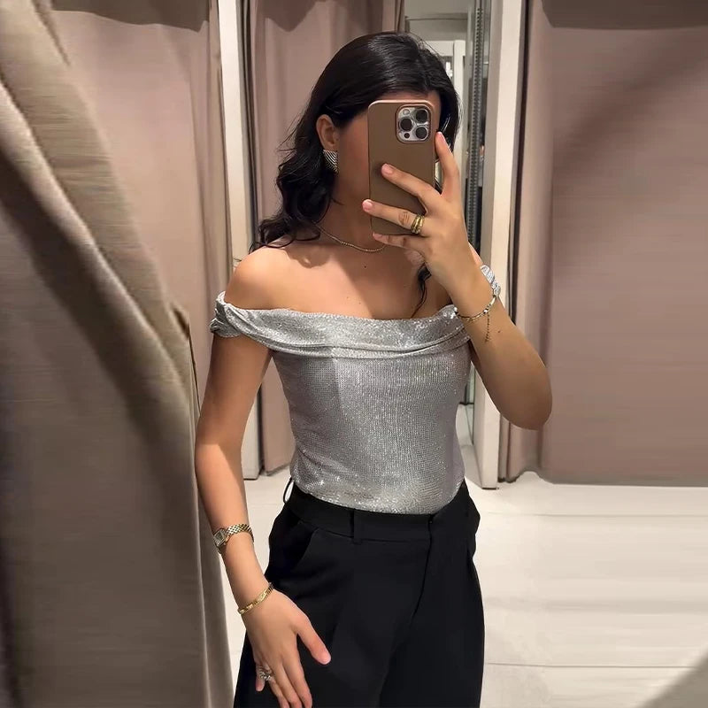 Sexy Sequined Short Dress Women V Neck Pleated Waist-cinched Empire Hip Package Dresses 2026 Spring Chic Party Evening Robe Lady