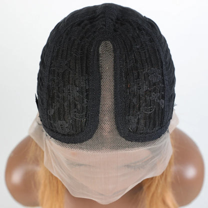 100% Human Hair Wigs Highlight Brown Long Pixie Straight Bob Middle Part lace Front For Women Brazilian Remy hair Glueless Wigs