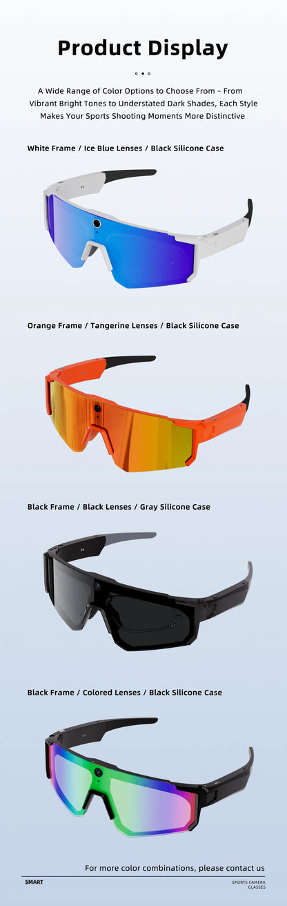2026 AI Skiing Smart Glasses 800W HD Anti-shake Camera Action Capture Goggles Men 3D Surroud Sound AI Chat Call Sport Sunglasses