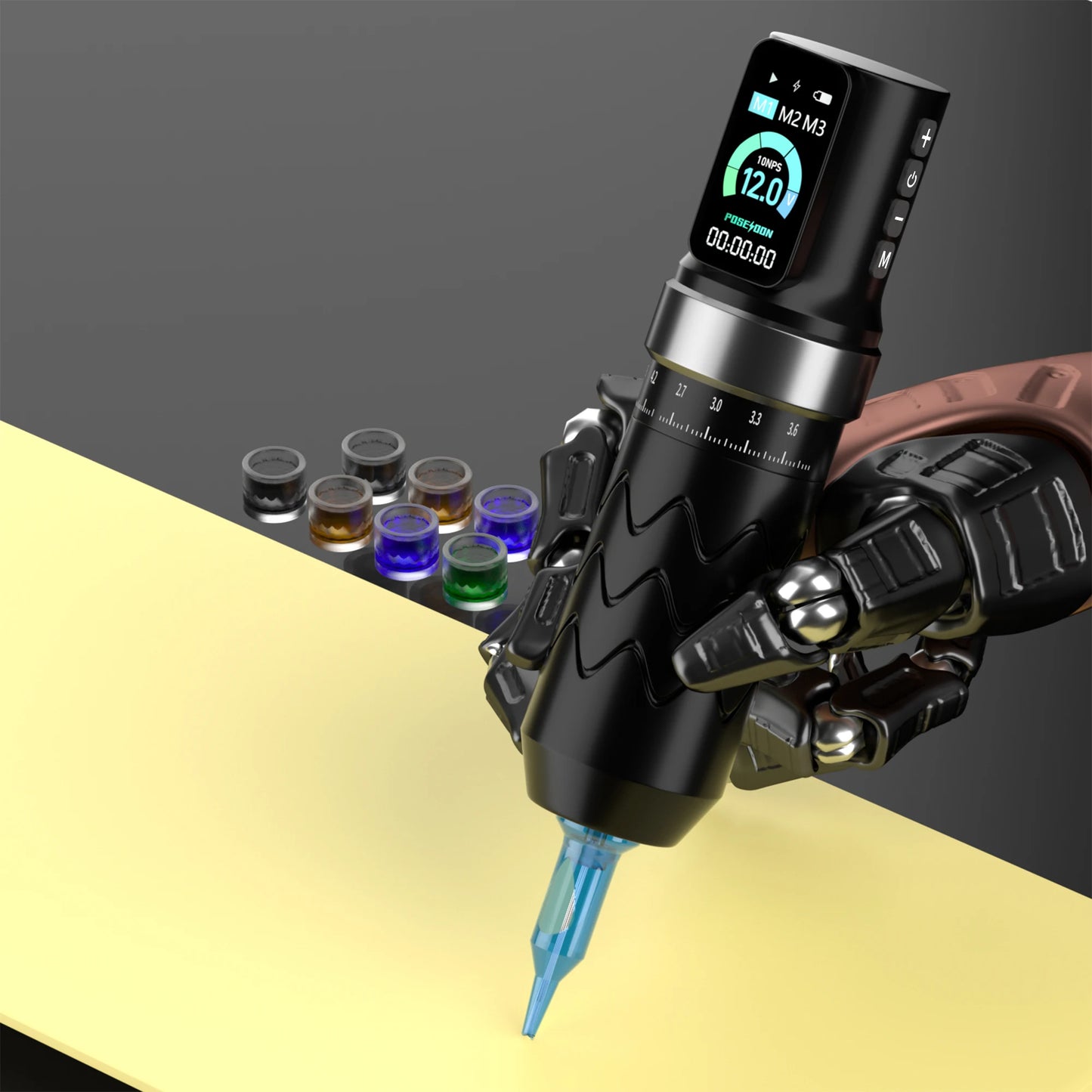 POSEIDON HM145 Tattoo Machine 2 Tattoo Power Supply Tattoo Pen Wirless Tattoo Gun With Powerful Custom Motor For  Tattoo Artist
