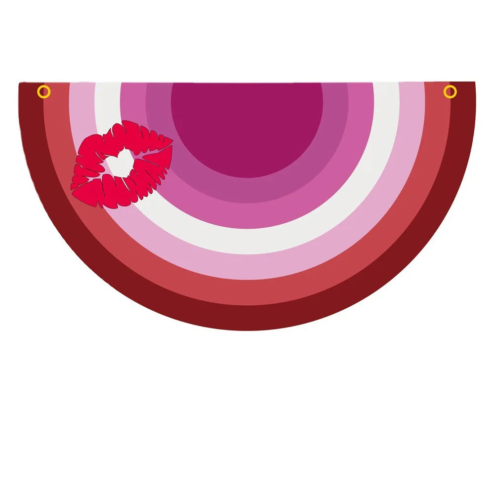 45*90cm Rainbow Flag Fan Shaped Gay  Semicircle LGBT Pride Lesbian Bisexual Transgender Pansexual Asexual Banner