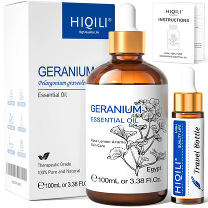 HIQILI Essential Oil Rose Geranium Lavanda Citronela Tea Tree vanille Body Oil Face Skin Care Massage 100ML/3.38fl.oz