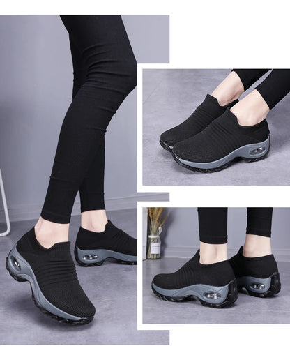 Women Sneakers Fashion Breathable Walking Mesh Platform Shoes Sneakers for Women Gym Vulcanized Shoes Black Female Footwear