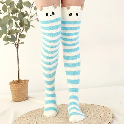 Snug Fleece Over Knee Socks Plush Cozy Winter Fall Sweet Long Female Hosiery Soft Fuzzy Leg Covers Floor Wear2024 New Bulk Deal