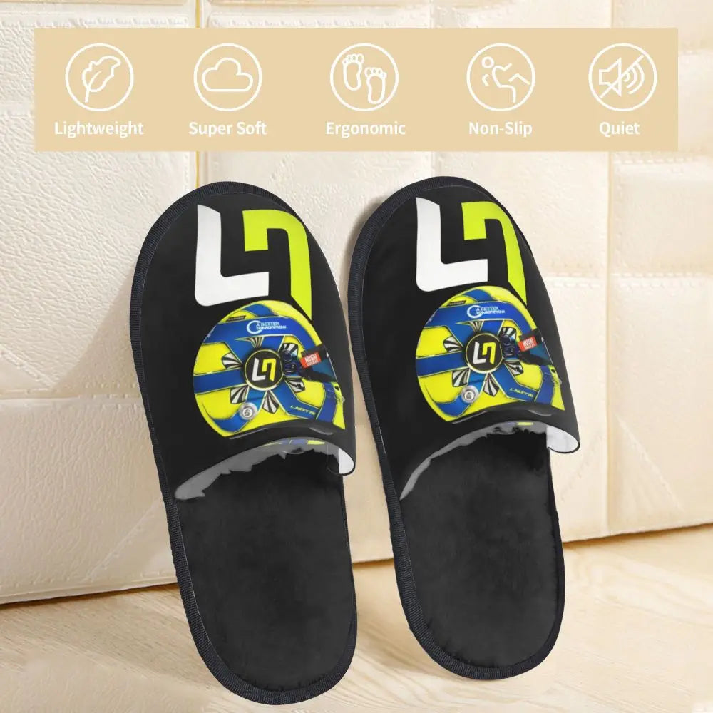 Custom British Lando Norris Racing Driver Guest Slippers for Spa Women House Slipper