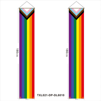 180cm Rainbow Flag Couplets LGBTQ Gay Pride Porch Hangings Outdoor Decorations Flags Lesbian Wedding Decor Banner