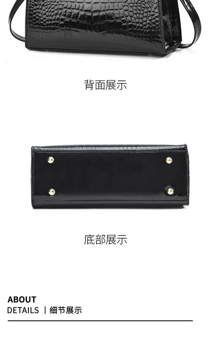 Luxury Bright Leather Ladies HandBags High-end Crocodile  Messenger Bags Boston Ladies Shopping Shoulder Tote Bags Crossbody Bag