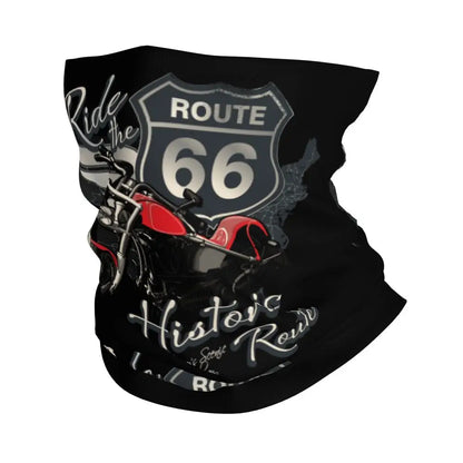 Custom Travel Motorcycle Ride Route 66 Bandana Winter Neck Warmer Windproof Wrap Face Scarf for Hiking Highways Gaiter Headband