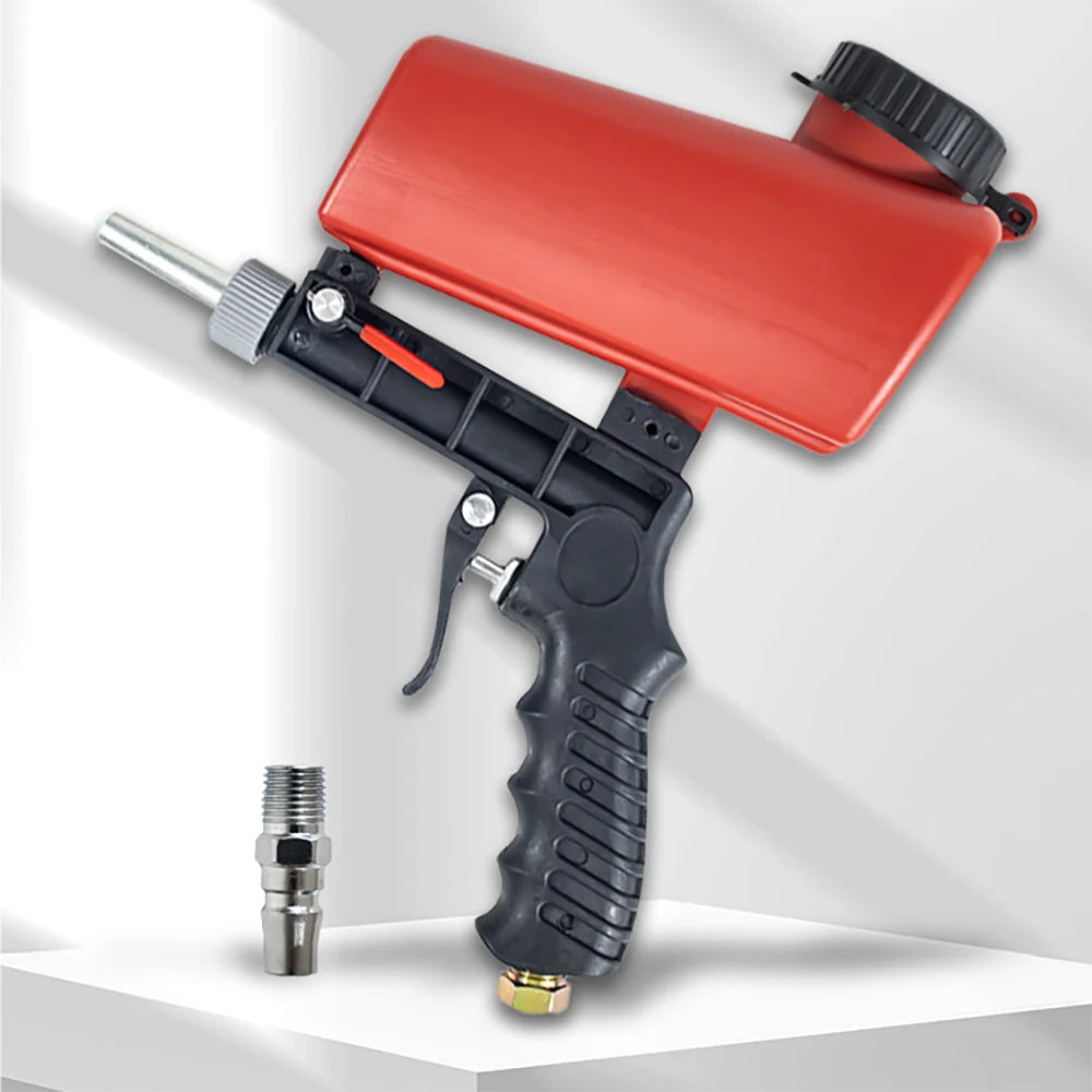 90psi Pneumatic Sandblasting Gun Kit - Adjustable Portable Sand Blaster with Gravity Feed for Continuous Paint Removal & Surface
