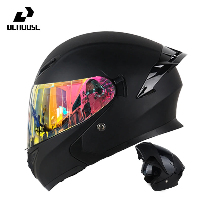 Uchoose DOT Modular helmet Full Face Helmets Crash Motorbike Protective Gear unisex Flip Up Helmet Motorcycle Double Sun Visor