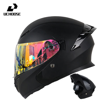 Uchoose DOT Modular helmet Full Face Helmets Crash Motorbike Protective Gear unisex Flip Up Helmet Motorcycle Double Sun Visor