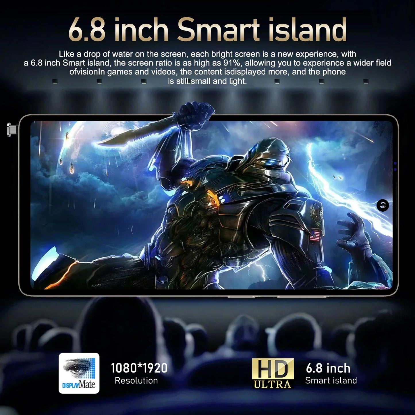 FUFFI Global Vision X26 Pro Max Smartphone Android 12 8GB RAM 512GB ROM 6.8 Inch Phone 1920x1080HD 48MP 5G Network Mobile Phones