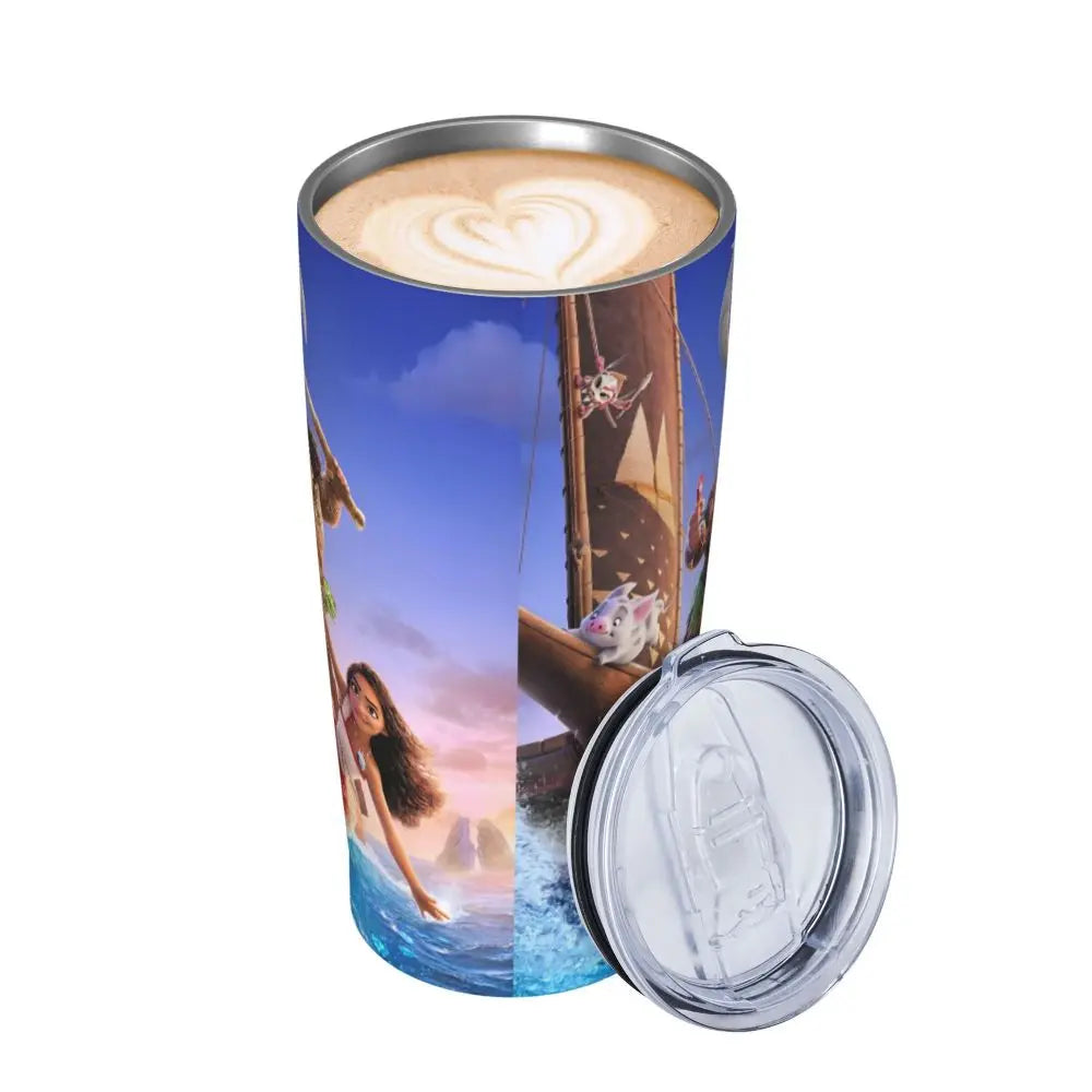 Moana and Pua Cartoon Movie Insulated Tumbler with Straws Stainless Steel Coffee Mugs Double Wall Car Bottle Cups 20oz