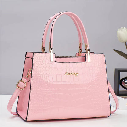 Luxury Bright Leather Ladies HandBags High-end Crocodile  Messenger Bags Boston Ladies Shopping Shoulder Tote Bags Crossbody Bag