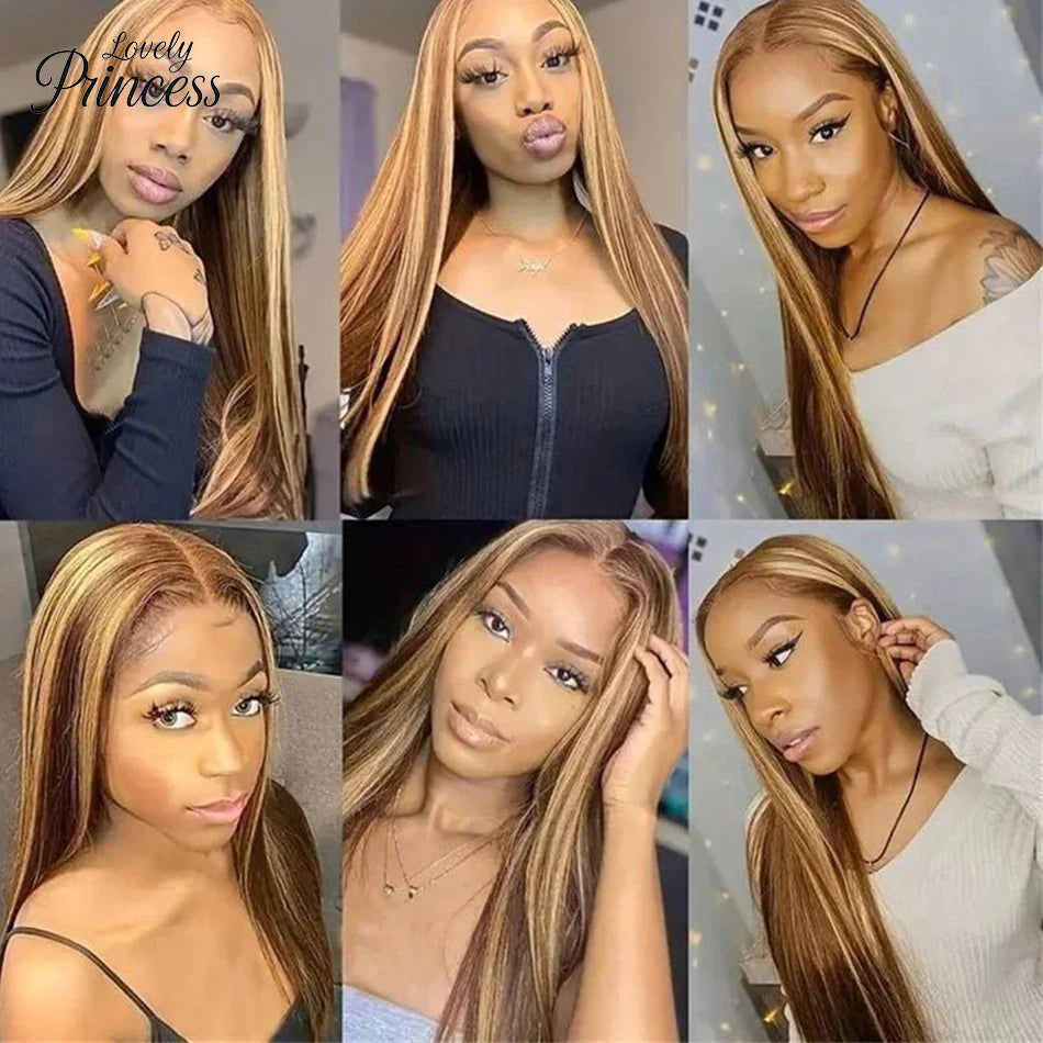 Honey Blonde 4/27 Highlight Wig 13x6 HD Lace Frontal Natural Hairline Pre-Plucked 13x4 Bone Straight Colored Lace Front Wigs