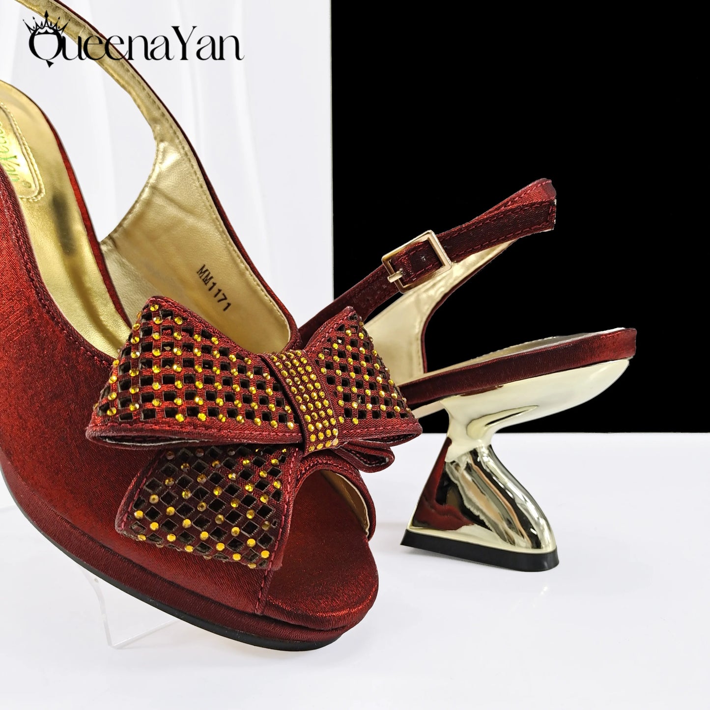 2025 New Rhinestone Design African Shoes & Bag Set in Olive  Open Toe Comfortable Women's High Heels Hot Sale on Instagram