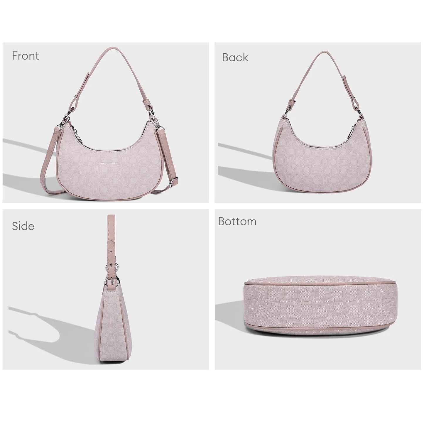 David Jones Multifunctional Women's Leather Underarm Bag Autumn Summer Trendy Crescent Bag Fashion Luxury Vintage Shoulder Bag