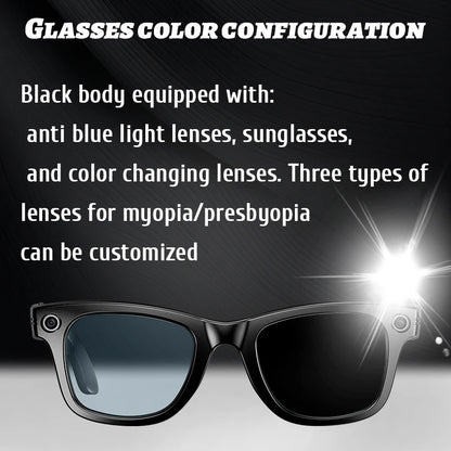 New Upgrade smart glasees With Camera Video Recording AI Photo Recognition Bluetooth Call Translation Voice Sunglasses Man 2026
