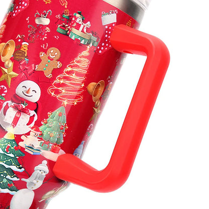 40oz Thermos Bottles Stainless Steel Christmas Series Insulated Water Bottle with Handle/straw Car Ice King Cup Christmas Gift