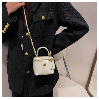 Small  Shoulder Bucket Bag For Women Classic Mini Clutches Female Small Square Bag Crossbody Metal Chain Handbag