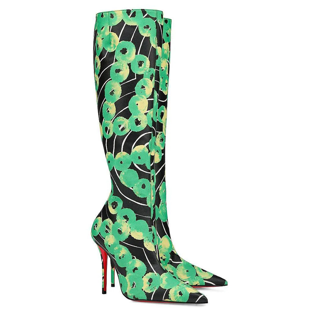 European andAmerican sexy suede leopardprint pointed stagewalking shoes,women's fashion slim high heels,side zipper banquetboots