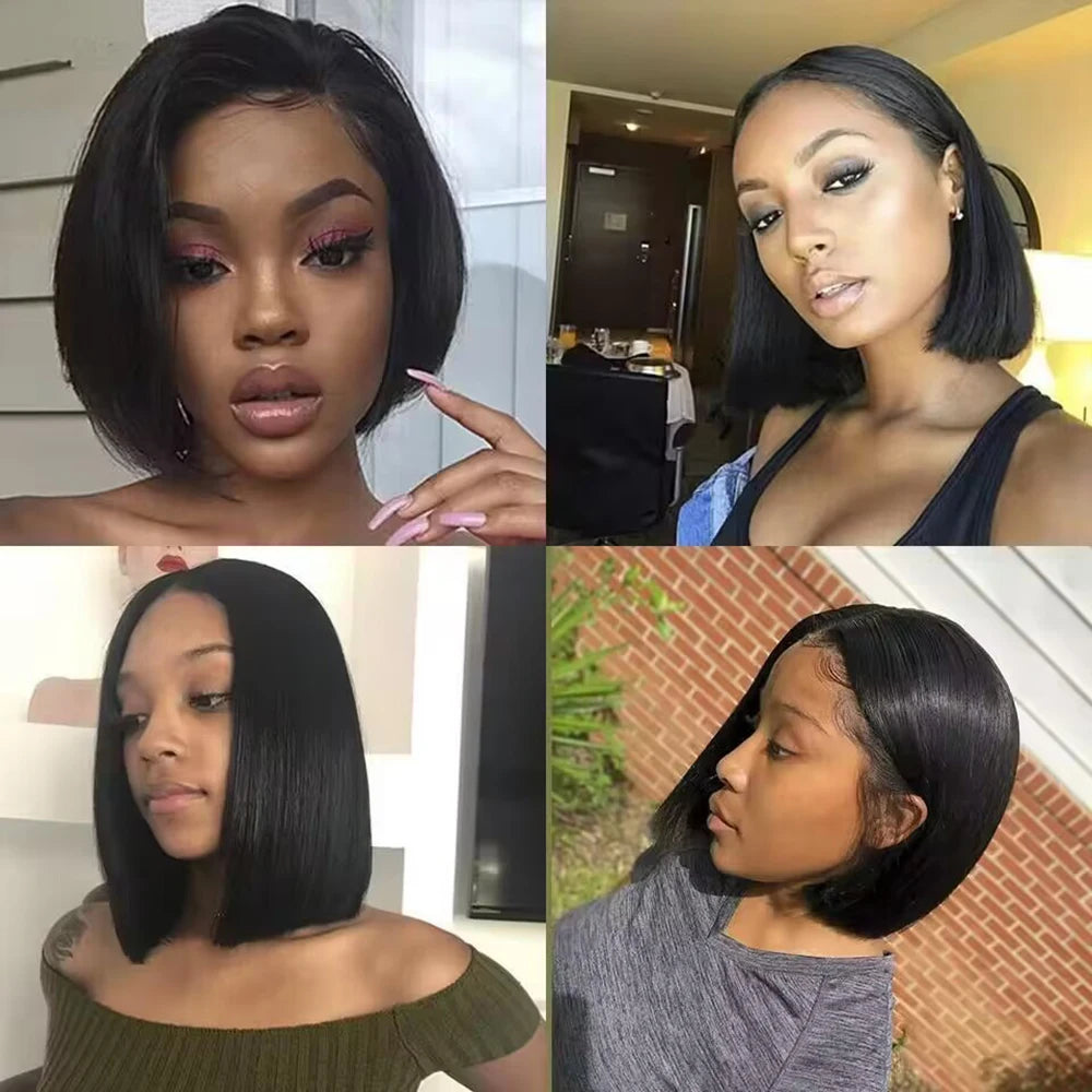 4x4 5x5 HD Lace Frontal Glueless Bob Wig Human Hair 10 Inch Straight Human Hair Wig Pre Plucked HD Short Bob Lace Front Wig 13x4