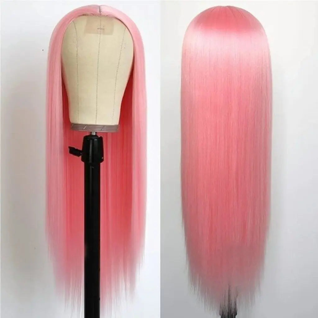 Pink Straight Human Hair Wigs 13X6 13X4 Hd Lace Frontal Wigs 200 Density 32 Inch Brazilian Transparent Lace Front wig Preplucked