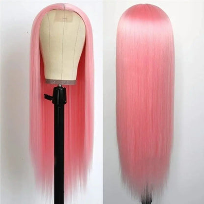Pink Straight Human Hair Wigs 13X6 13X4 Hd Lace Frontal Wigs 200 Density 32 Inch Brazilian Transparent Lace Front wig Preplucked