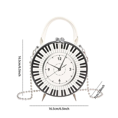 Fashion Cross body Bags ladies Clock Shaped Leather black white Handbag for women