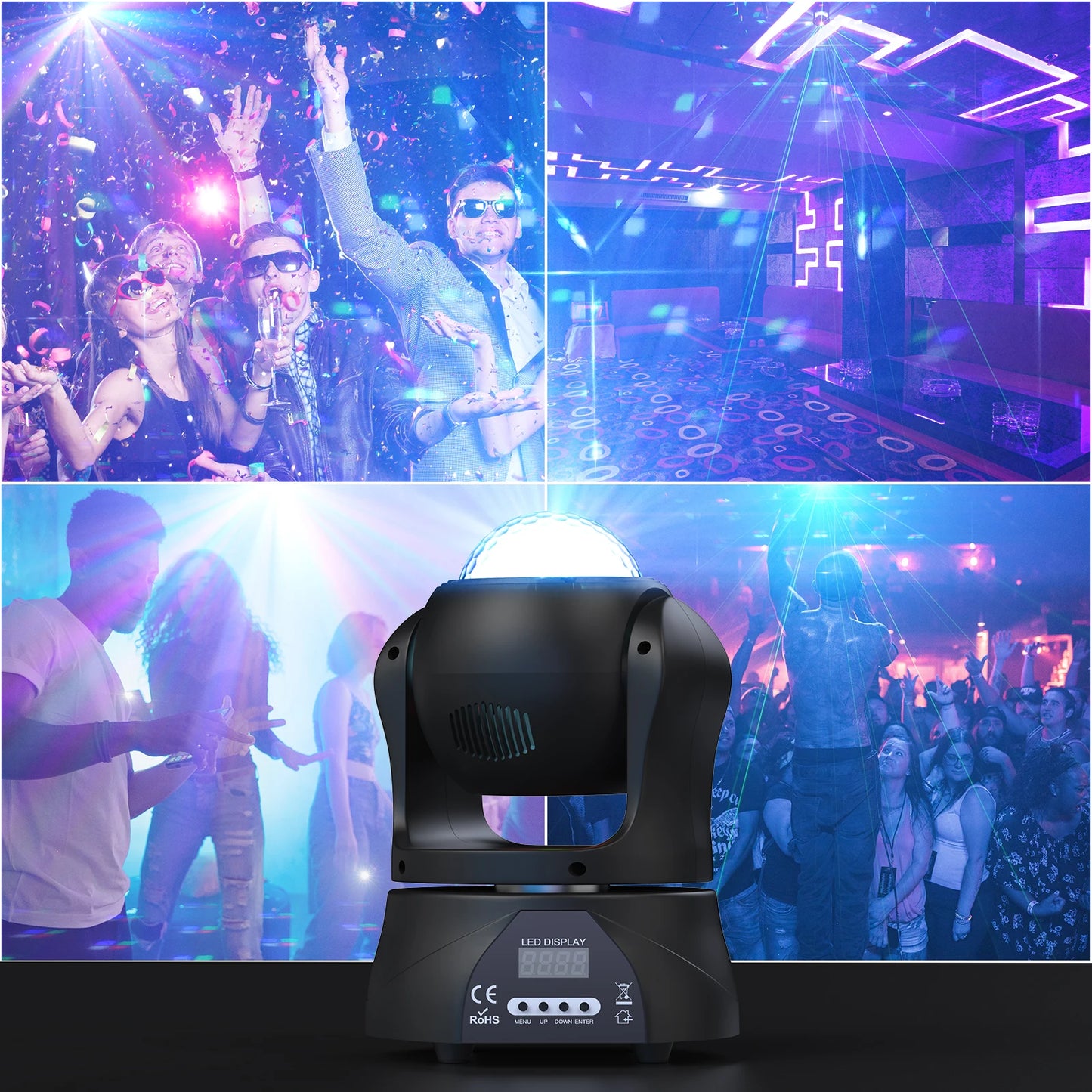 DayFlicker 30W Double-sided RGBW 4 in 1 Lamp Beads Mini Moving Head Light DMX512 Voice Control 15 CH For DJ KTV Party Banquet