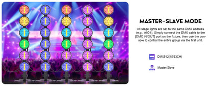 DayFlicker 350W 6-LED COB Linear Vintage Light Stage Light 1-20Hz Flash DMX512 15/33CH For DJ Concert Weddings Nightclub Dance