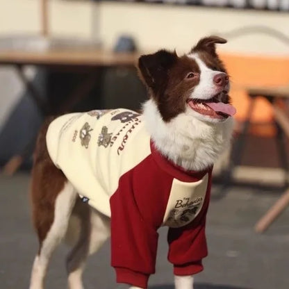 Large Dog Hoodies Autumn Winter Sweatshirt Pet Clothes for Medium Large Dogs Cartoon Pattern Pullover Coat Husky Pitbull Apparel