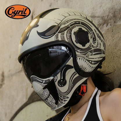 Full Face Open Face Motorcycle Helmet Double Lens Folding Modular Helmet Man Woman Retro Moto Integral Helmet